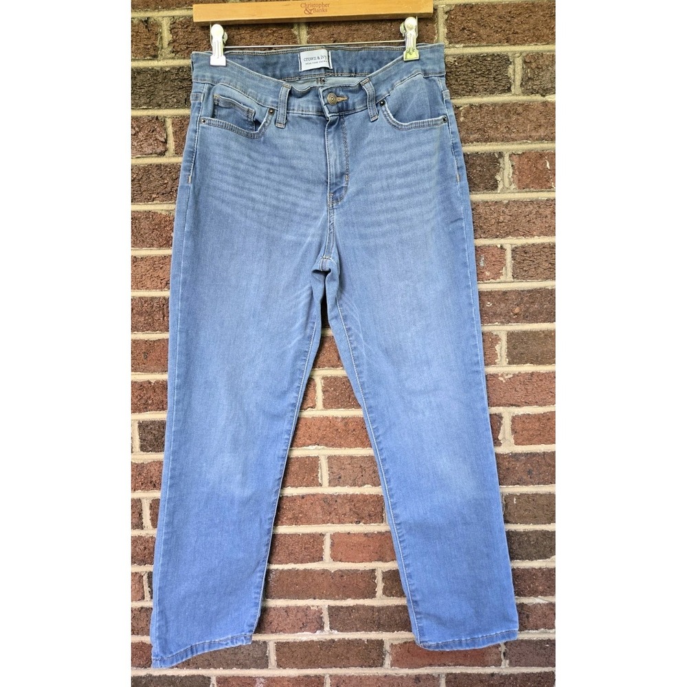 Crown & Ivy Women's 10 Straight Leg Stretchy Jeans  Medium Wash Flexible Classic